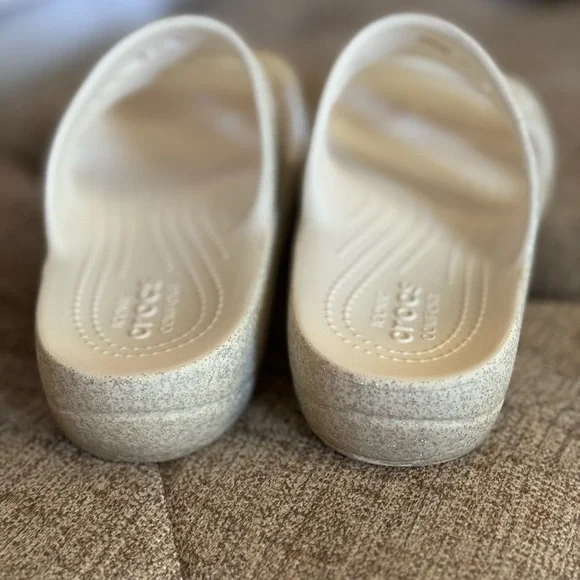Crocs sandals, white w/sparkles , size 8 - Picture 4 of 6